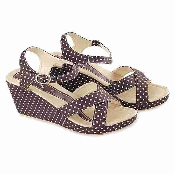 Sandal Wedges Wanita Blackkelly LDI 278